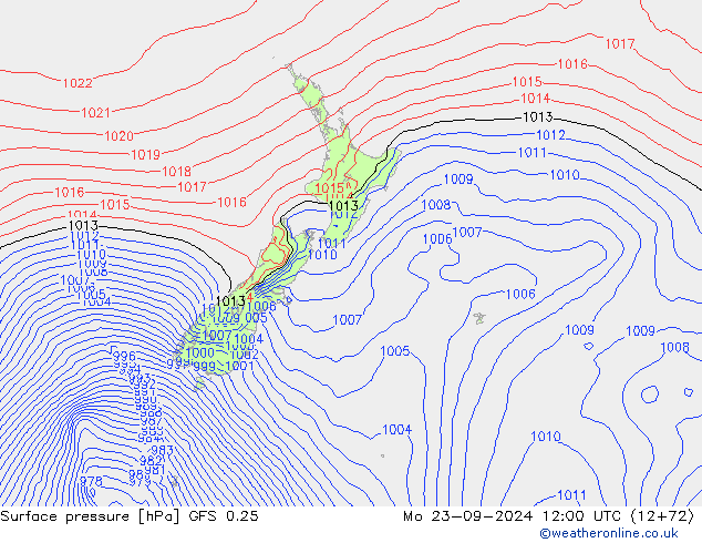 GFS 0.25: Pzt 23.09.2024 12 UTC