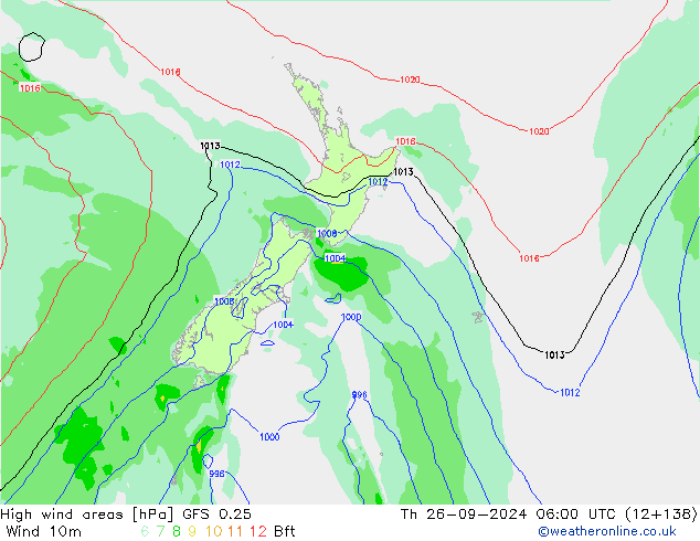 High wind areas GFS 0.25 Th 26.09.2024 06 UTC