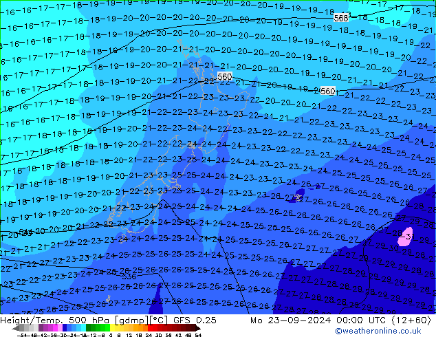 Z500/Regen(+SLP)/Z850 GFS 0.25 ma 23.09.2024 00 UTC