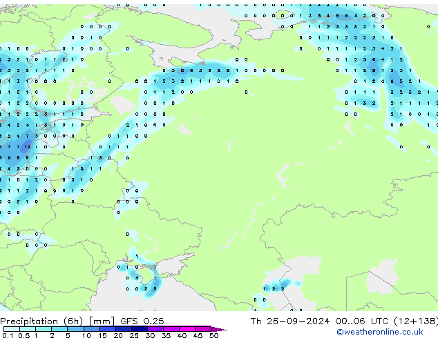 Nied. akkumuliert (6Std) GFS 0.25 Do 26.09.2024 06 UTC