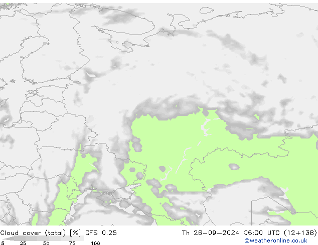 Bewolking (Totaal) GFS 0.25 do 26.09.2024 06 UTC