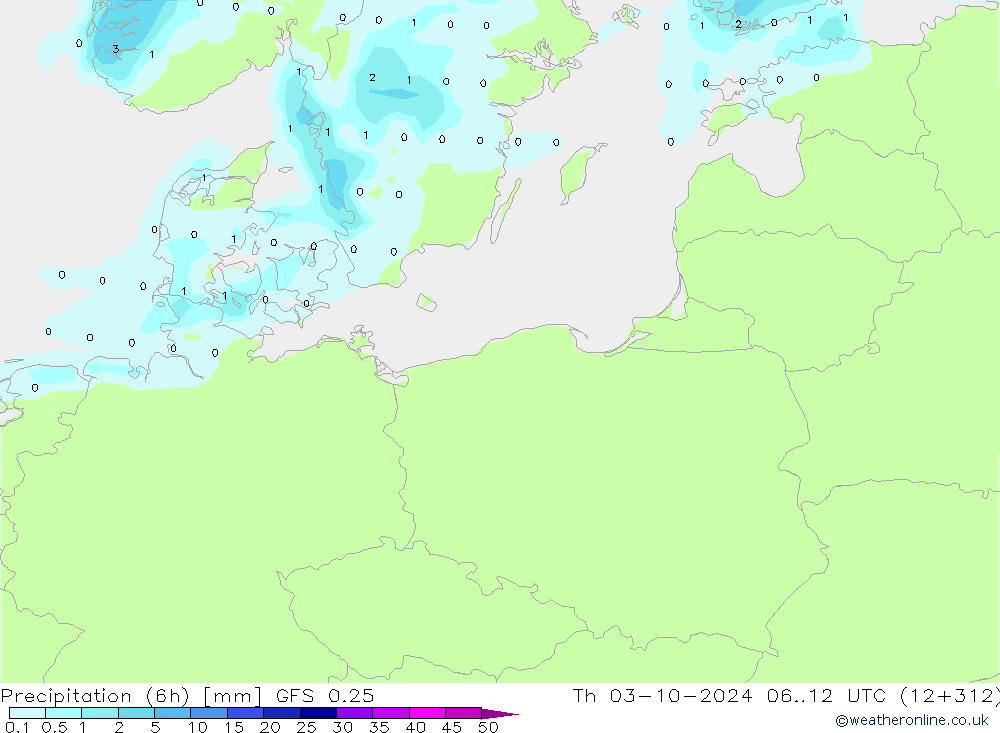 Z500/Rain (+SLP)/Z850 GFS 0.25 Th 03.10.2024 12 UTC