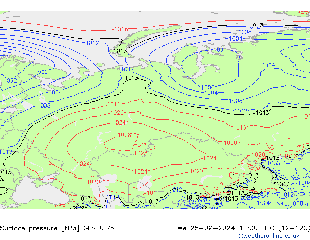 GFS 0.25: Mi 25.09.2024 12 UTC