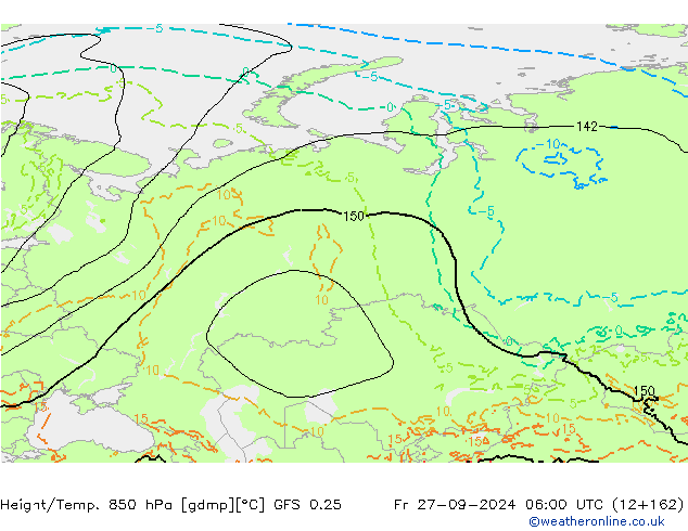 Z500/Rain (+SLP)/Z850 GFS 0.25  27.09.2024 06 UTC