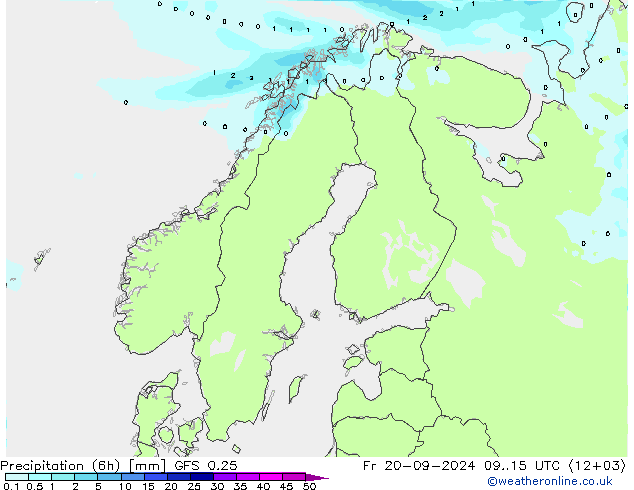 Z500/Rain (+SLP)/Z850 GFS 0.25 星期五 20.09.2024 15 UTC