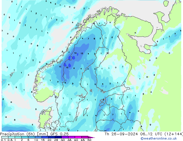 Z500/Rain (+SLP)/Z850 GFS 0.25 jeu 26.09.2024 12 UTC