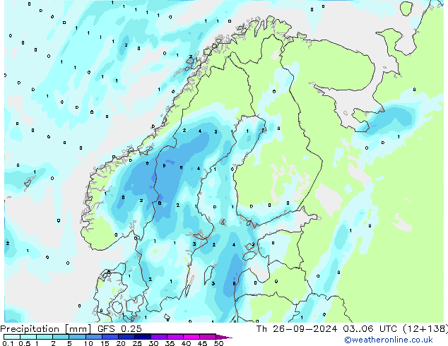 opad GFS 0.25 czw. 26.09.2024 06 UTC