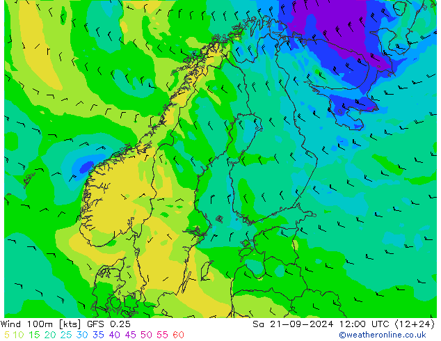 Wind 100m GFS 0.25 Sa 21.09.2024 12 UTC