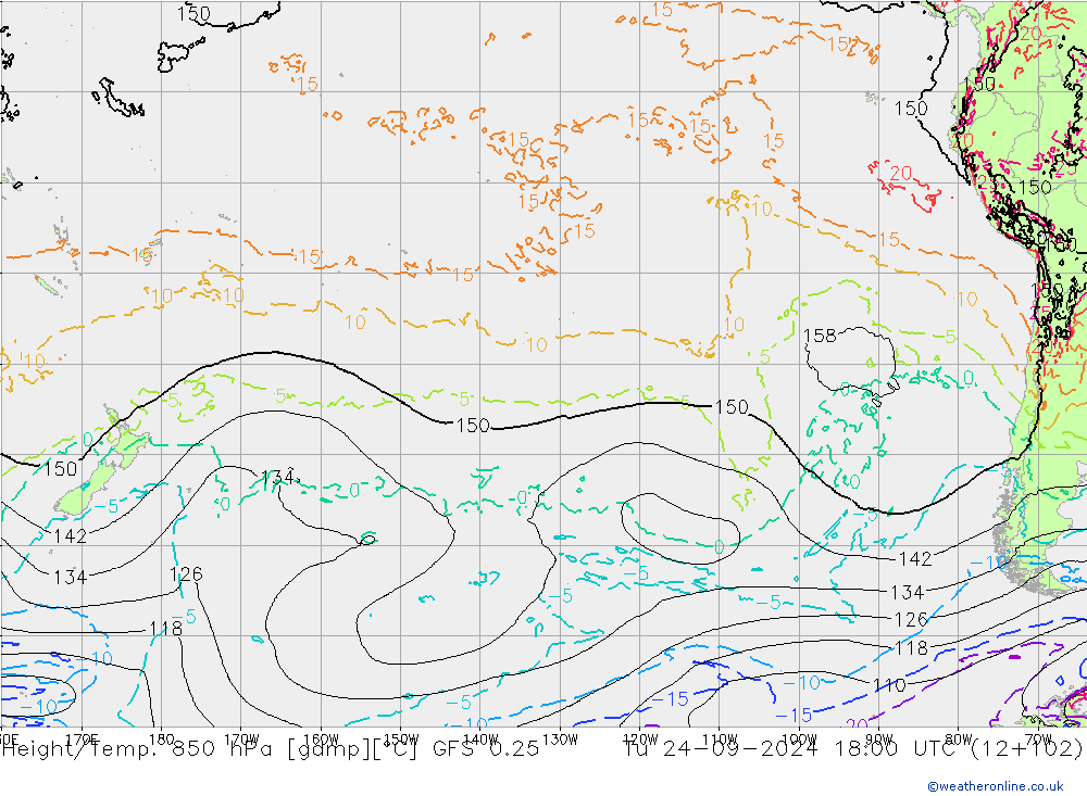 Z500/Rain (+SLP)/Z850 GFS 0.25 Tu 24.09.2024 18 UTC