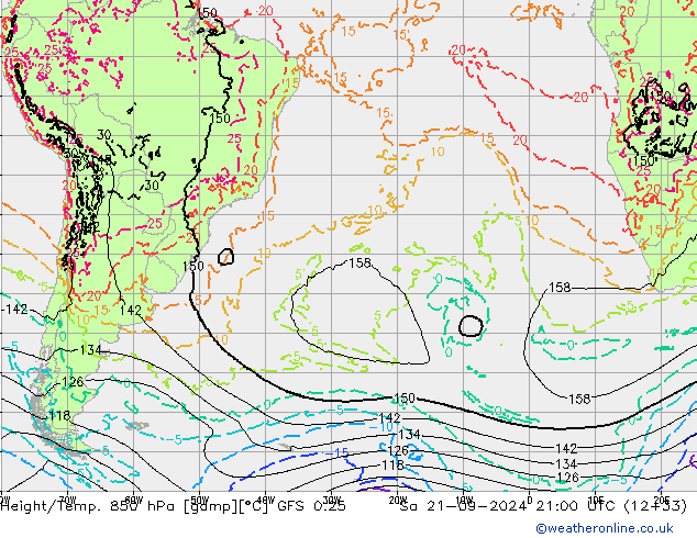 Z500/Rain (+SLP)/Z850 GFS 0.25 So 21.09.2024 21 UTC