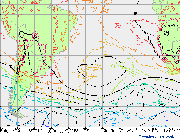 Z500/Rain (+SLP)/Z850 GFS 0.25 Po 30.09.2024 12 UTC