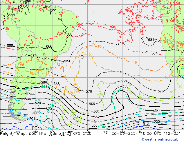 Z500/Rain (+SLP)/Z850 GFS 0.25 Fr 20.09.2024 15 UTC