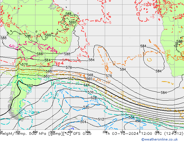 Z500/Regen(+SLP)/Z850 GFS 0.25 do 03.10.2024 12 UTC