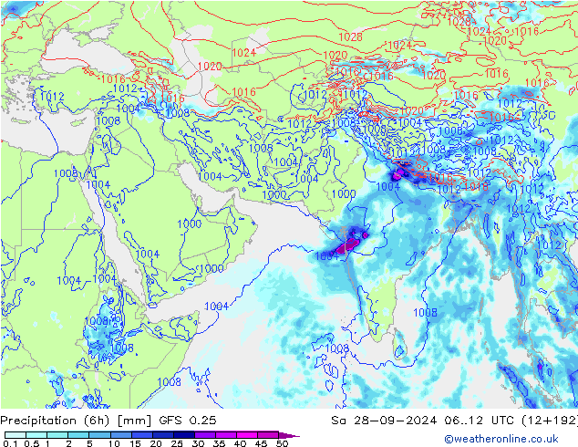 Z500/Rain (+SLP)/Z850 GFS 0.25 So 28.09.2024 12 UTC