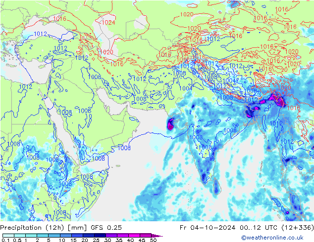 Precipitação (12h) GFS 0.25 Sex 04.10.2024 12 UTC