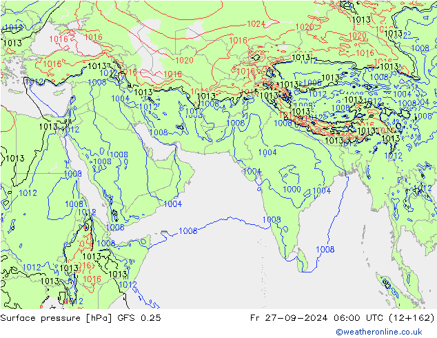 ciśnienie GFS 0.25 pt. 27.09.2024 06 UTC