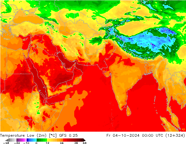 Min.  (2m) GFS 0.25  04.10.2024 00 UTC