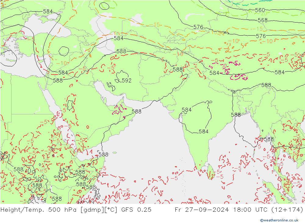 Z500/Rain (+SLP)/Z850 GFS 0.25  27.09.2024 18 UTC