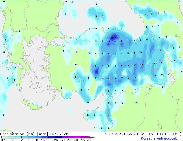 Z500/Yağmur (+YB)/Z850 GFS 0.25 Paz 22.09.2024 15 UTC