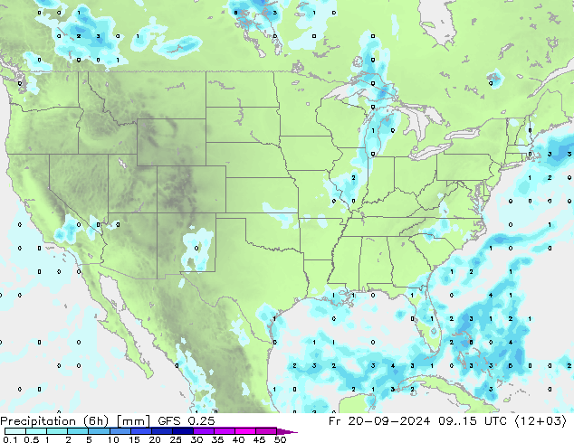 Z500/Rain (+SLP)/Z850 GFS 0.25 пт 20.09.2024 15 UTC