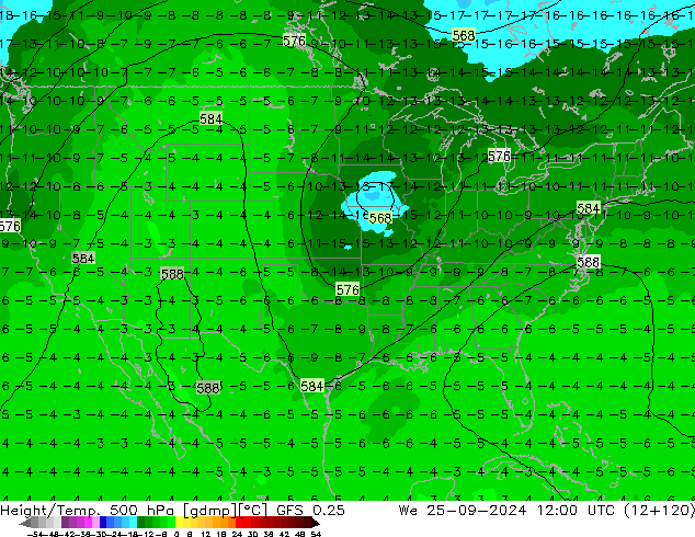 Z500/Rain (+SLP)/Z850 GFS 0.25 ��� 25.09.2024 12 UTC