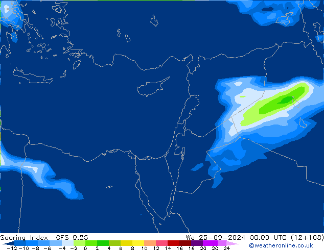 Yükselme İndeksi GFS 0.25 Çar 25.09.2024 00 UTC