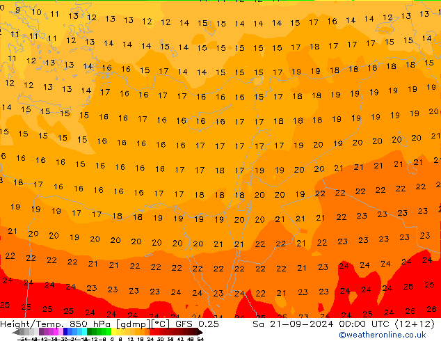 Z500/Rain (+SLP)/Z850 GFS 0.25 sam 21.09.2024 00 UTC