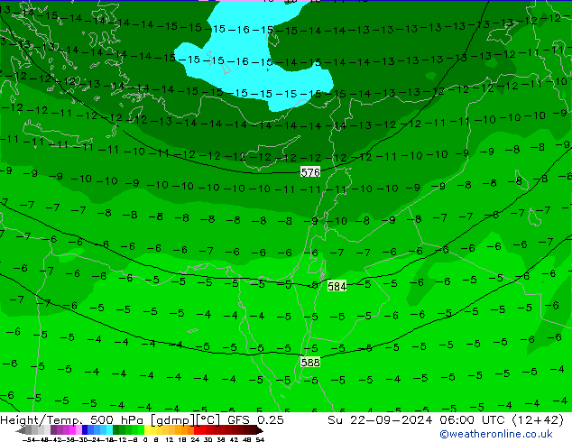 Z500/Rain (+SLP)/Z850 GFS 0.25  22.09.2024 06 UTC