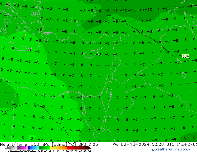 Z500/Rain (+SLP)/Z850 GFS 0.25 mer 02.10.2024 00 UTC