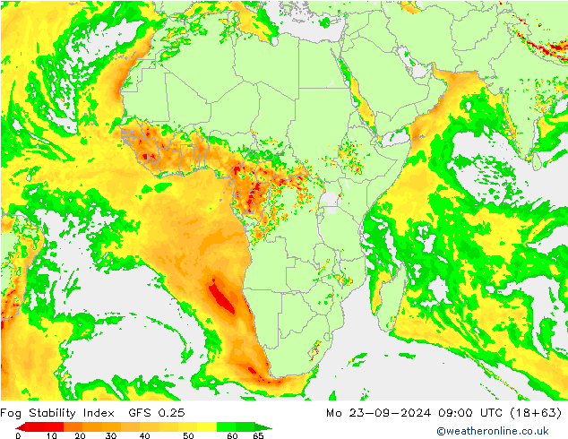 Fog Stability Index GFS 0.25 Mo 23.09.2024 09 UTC