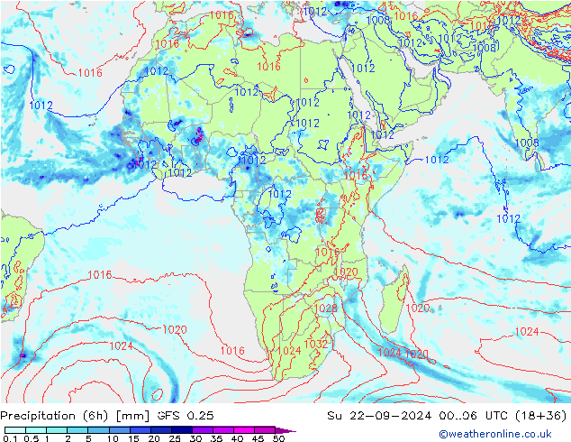 Z500/Yağmur (+YB)/Z850 GFS 0.25 Paz 22.09.2024 06 UTC