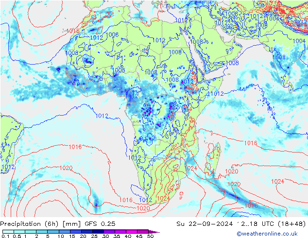 Z500/Rain (+SLP)/Z850 GFS 0.25 Ne 22.09.2024 18 UTC