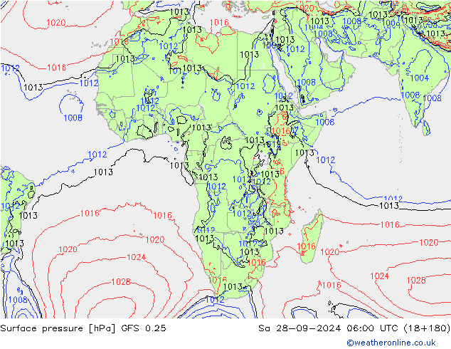 Bodendruck GFS 0.25 Sa 28.09.2024 06 UTC