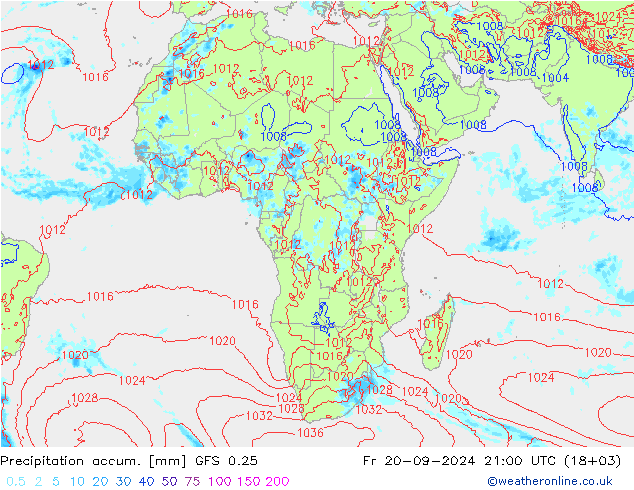 Précipitation accum. GFS 0.25 ven 20.09.2024 21 UTC