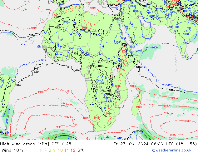 High wind areas GFS 0.25 пт 27.09.2024 06 UTC