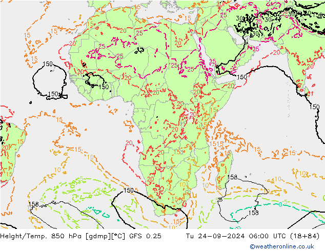 Z500/Rain (+SLP)/Z850 GFS 0.25 Tu 24.09.2024 06 UTC