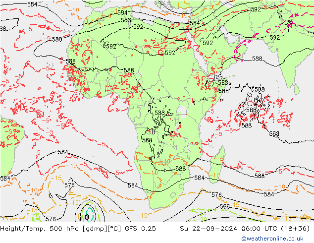 Z500/Yağmur (+YB)/Z850 GFS 0.25 Paz 22.09.2024 06 UTC