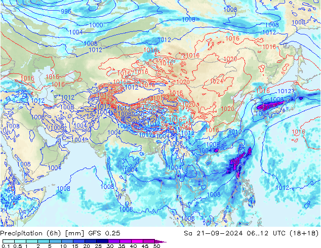 Z500/Rain (+SLP)/Z850 GFS 0.25 Sa 21.09.2024 12 UTC