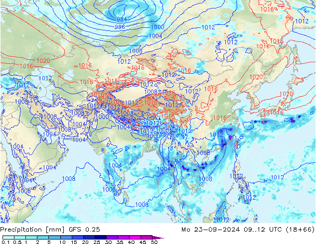 GFS 0.25: Po 23.09.2024 12 UTC