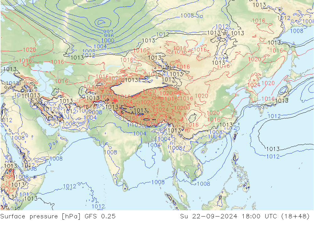 GFS 0.25: Paz 22.09.2024 18 UTC