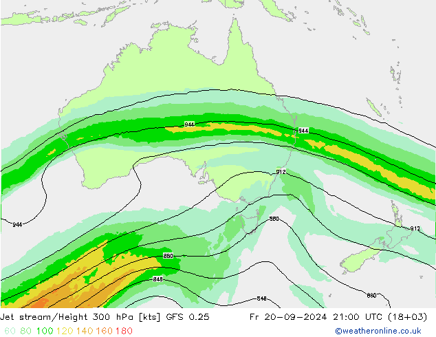 Jet stream/Height 300 hPa GFS 0.25 Fr 20.09.2024 21 UTC