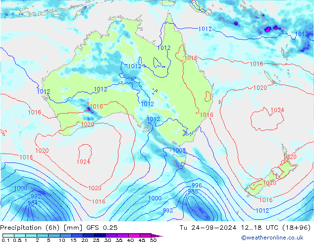 Z500/Rain (+SLP)/Z850 GFS 0.25 Tu 24.09.2024 18 UTC