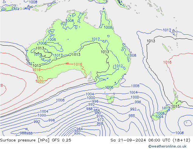 приземное давление GFS 0.25 сб 21.09.2024 06 UTC