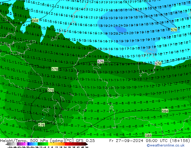 Z500/Rain (+SLP)/Z850 GFS 0.25 пт 27.09.2024 06 UTC