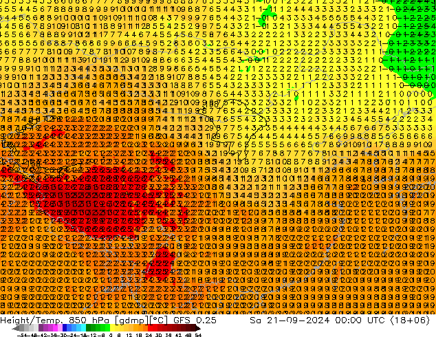 Z500/Regen(+SLP)/Z850 GFS 0.25 za 21.09.2024 00 UTC