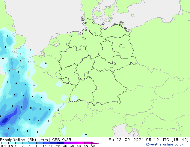 Z500/Rain (+SLP)/Z850 GFS 0.25 nie. 22.09.2024 12 UTC