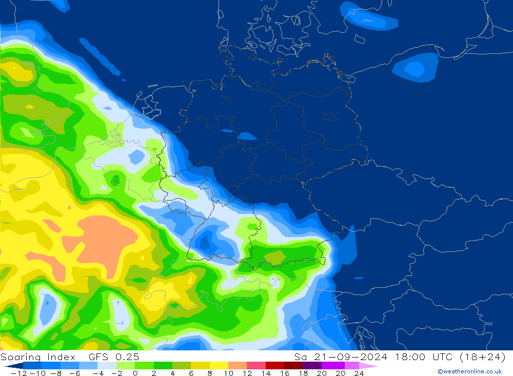 Soaring Index GFS 0.25 za 21.09.2024 18 UTC