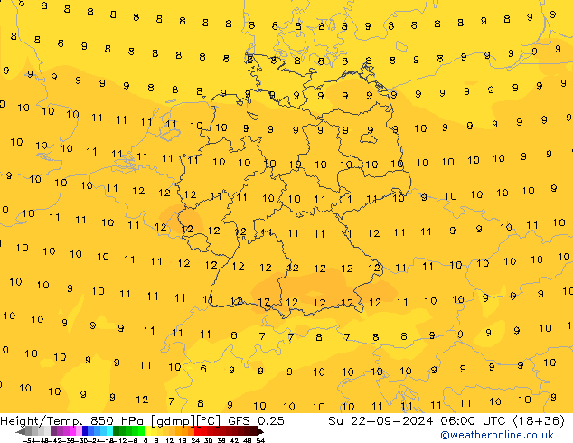 Z500/Rain (+SLP)/Z850 GFS 0.25 dom 22.09.2024 06 UTC