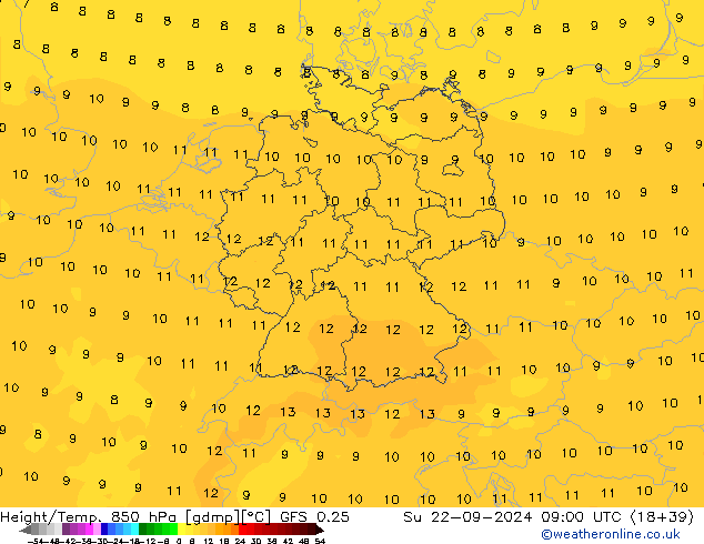 Z500/Rain (+SLP)/Z850 GFS 0.25 Вс 22.09.2024 09 UTC