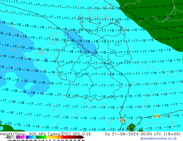 Z500/Rain (+SLP)/Z850 GFS 0.25 сб 21.09.2024 00 UTC